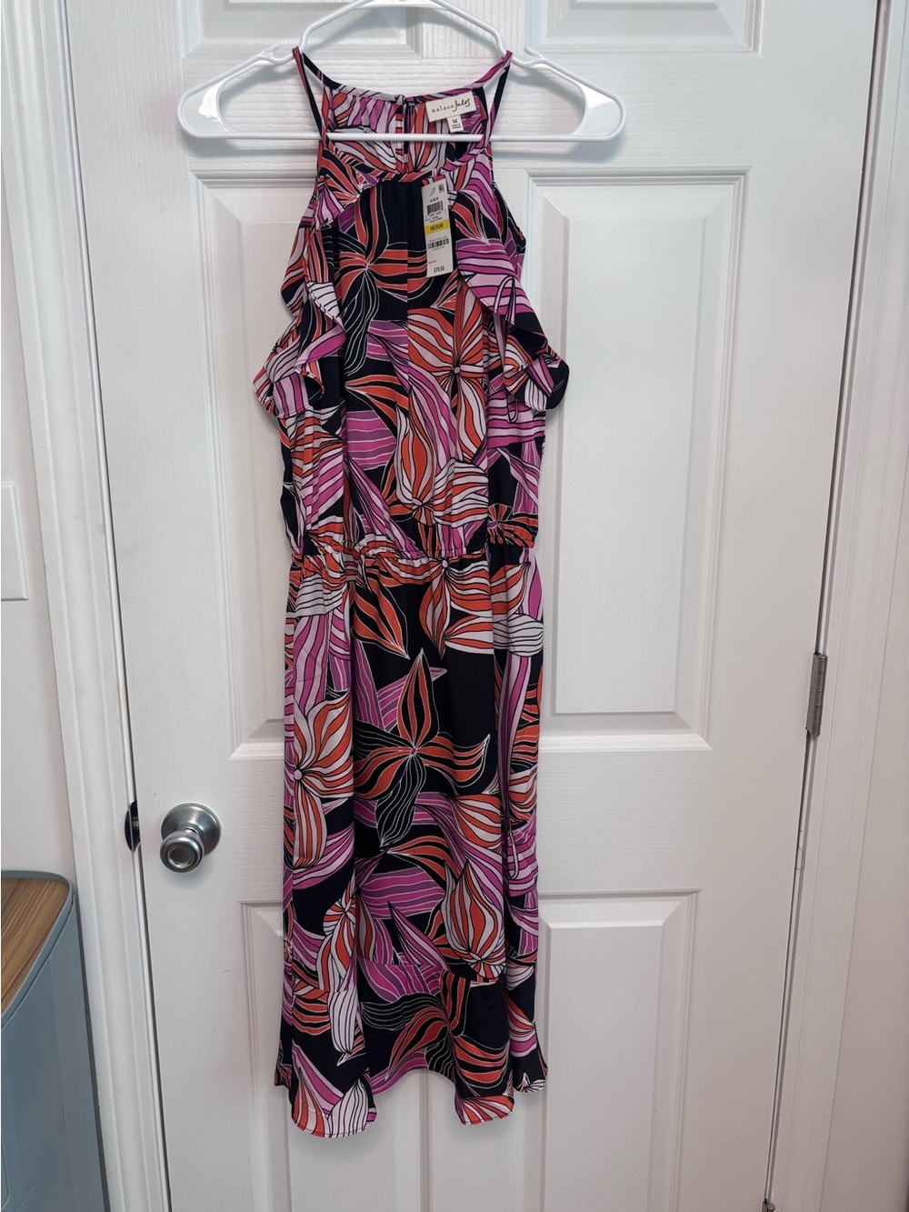 Maison Jules Pink, Orange & Black Halter Sundress